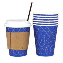 Double single style shop company business logo paper cup coffee with sleeve